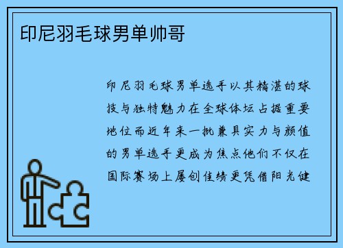 印尼羽毛球男单帅哥